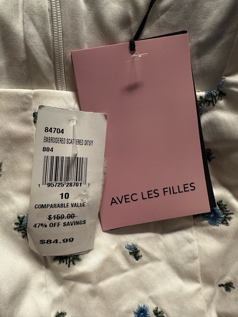 Avec Les Filles White Mini Dress with Blue Floral Print - Picture 6 of 9